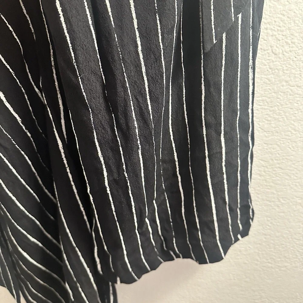 Aritzia‎ Wilfred Faun Black Stripe Viscose Rayon Wide Leg Pants Size L